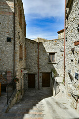 A narrow street in Quaglietta, a medieval village in the province of Salerno, Italy.