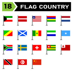 Flag country icon set include country, flag, symbol, national, travel, illustration, nation, icon, vector, emblem, set, sign, continent, international, all, kuwait, latvia, liberia, mauritius
