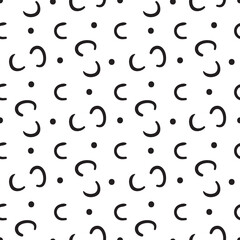 seamless abstract hand drawn pattern of curves and points