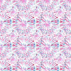 Seamless watercolor pattern. The blue and white print is painted with paints on paper. Ornament for textiles, packaging.