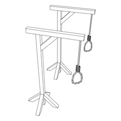 Gallows with Hanging rope. Place of execution in the Middle Ages