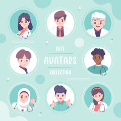 hand drawn pharmacist avatar collection vector design