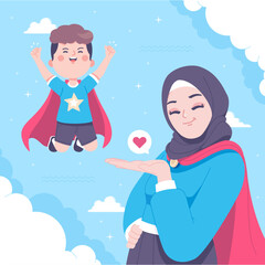 hand drawn super mom illustration background