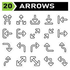 Arrows icon set include arrow, arrows, right, direction, arrow right, up, arrow up, down, arrow down, left, arrow left, transfer, exchange, sync, refresh, synchronize, rotate