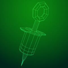 Medical syringe for injection. Wireframe vector illustration.