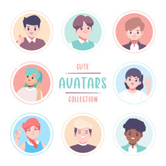 flat design avatar collection vector template
