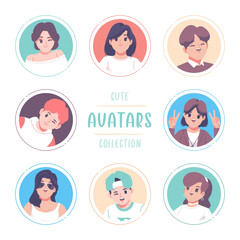 hand drawn avatar collection template design