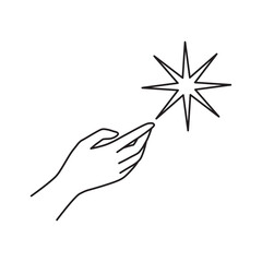 Hand star touch icon line