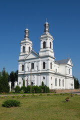 Fototapeta na wymiar The old ancient catholic church of St Andrew the Apostle in Lyntupy, Vitebsk region, Belarus.