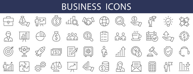 Fototapeta na wymiar Business thin line icons set. Business editable stroke icons. Vector illustration