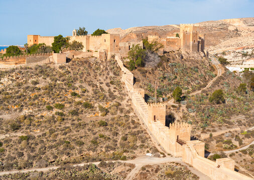 Medieval Alcazaba fortress at Almeria, Spain
