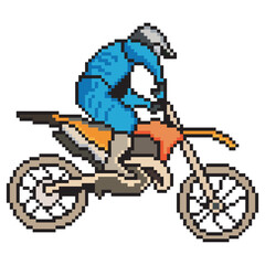 Motocross motorbike rider with pixel art. Vector illustration.
