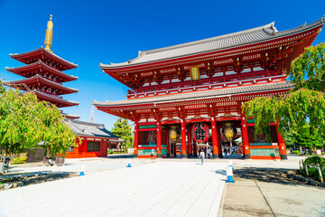 Fototapeta 東京　浅草寺　宝蔵門と五重の塔 obraz