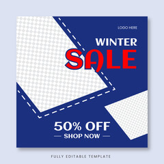 Creative sale post template for winter, Vector, Fully editable