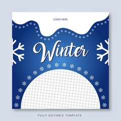 Modern winter sale post template, Vector, Fully editable