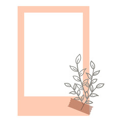 Aesthetic Pink Polaroid Frame with Floral  and Tape