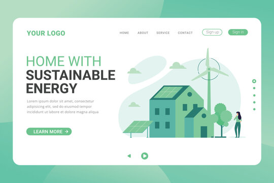 Sustainable energy for home living landing page template
