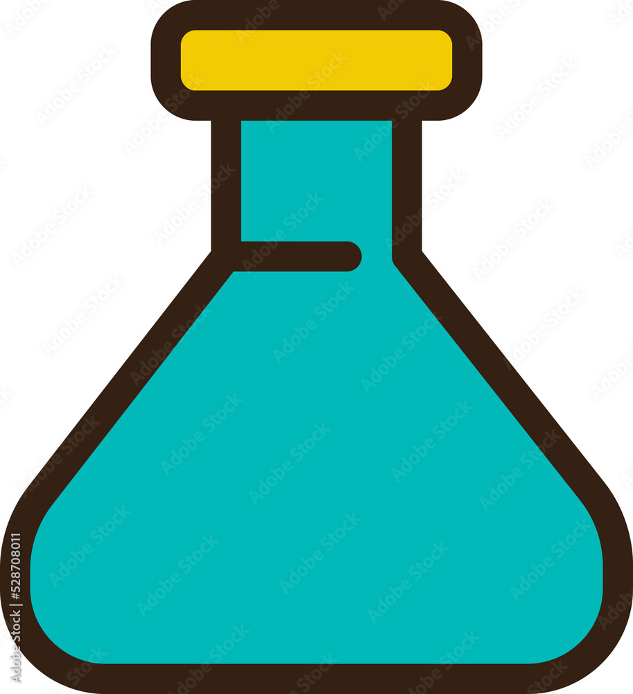 Poster erlenmeyer flask rgb color ui icon. chemistry glassware. simple filled line element. gui, ux design 