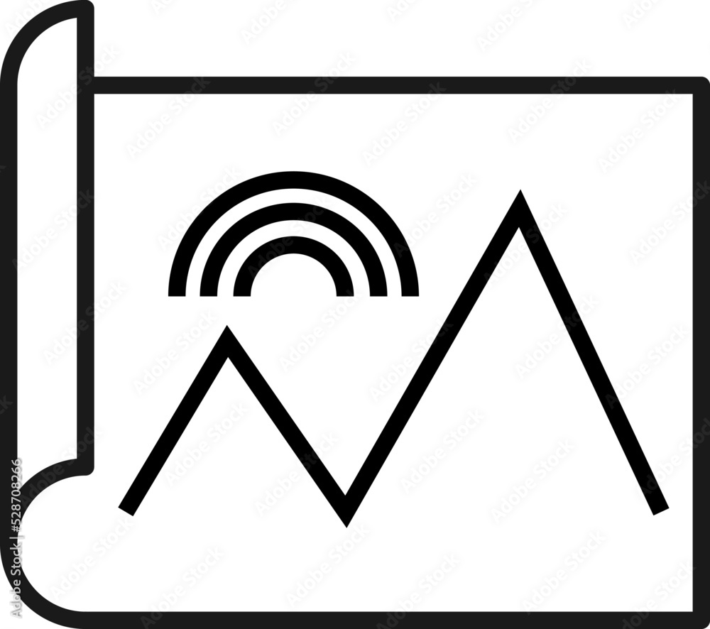 Poster art, picture, image concept. simple monochrome isolated sign. editable stroke. vector line icon of r