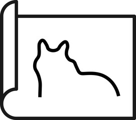 Art, picture, image concept. Simple monochrome isolated sign. Editable stroke. Vector line icon of cat on paper sheet