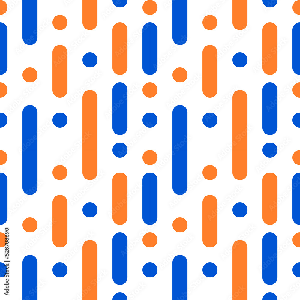 Poster vector seamless background pattern with circles and stripe blue and orange
