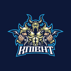 Knight mascot logo design vector with modern illustration concept style for badge, emblem and t shirt printing. Knight illustration for sport and esport team.