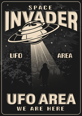 UFO area poster monochrome vintage © DGIM studio
