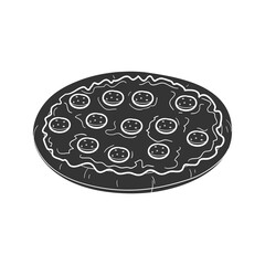 Pizza Icon Silhouette Illustration. Italian Food Vector Graphic Pictogram Symbol Clip Art. Doodle Sketch Black Sign.