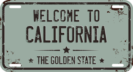 Welcome To California Message On Vector License Plate