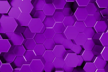 Obraz na płótnie Canvas purple honeycomb hexagon background 3d render illustration