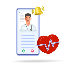 The concept of an online doctor's consultation. Healthcare, medicine, diagnostics.
 3d vector illustration.