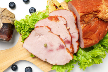 Concept of tasty food, ham, close up