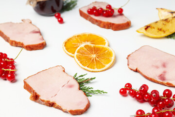 Concept of tasty food, ham, close up