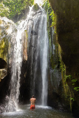 Fototapeta na wymiar Meditation at the waterfalls