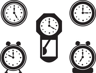 set alarm clock icon on white background 