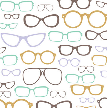 Seamless pattern sunglasses on paper background, vector illustration