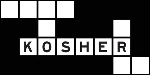 Alphabet letter in word kosher on crossword puzzle background