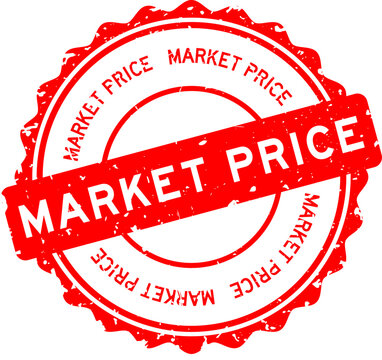 Grunge red market price word round rubber seal stamp on white background