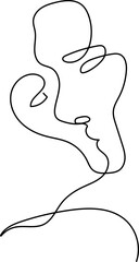 Couple line vector illustration. Love print. Minimalist people icon. Couple logo. 2 faces. Man amd woman. Love vector. Symbol of love. Couple kissing line drawing. Love line art. Minimalism print