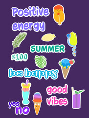 Hand drawn summer sticker collection