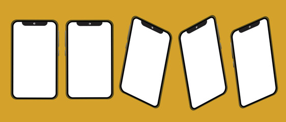 Smartphone vector for illustration or business or media, yellow background.
