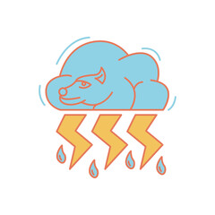 bear with blue cloud brings a mighty thunderbolt logo design template.
