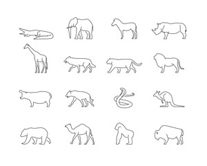 Simple icon wild animal, black lines on a white background © yai