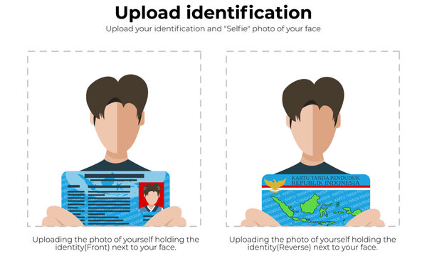 Upload identification illustration with indonesian republic citizenship identity card