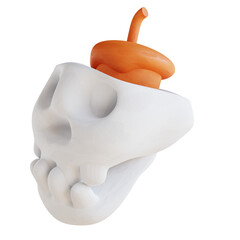 3d illustration cute skull and candle