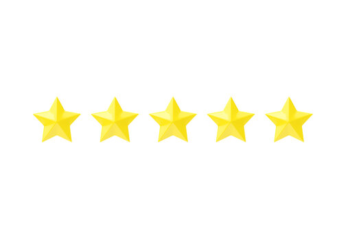 Review 3d render icon - five star customer positive rate, award experience service cartoon illustration