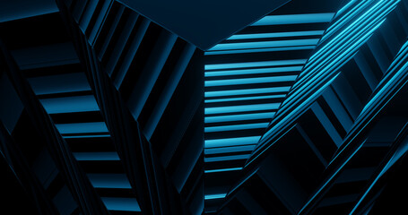 Render with blue triangles made of stripes