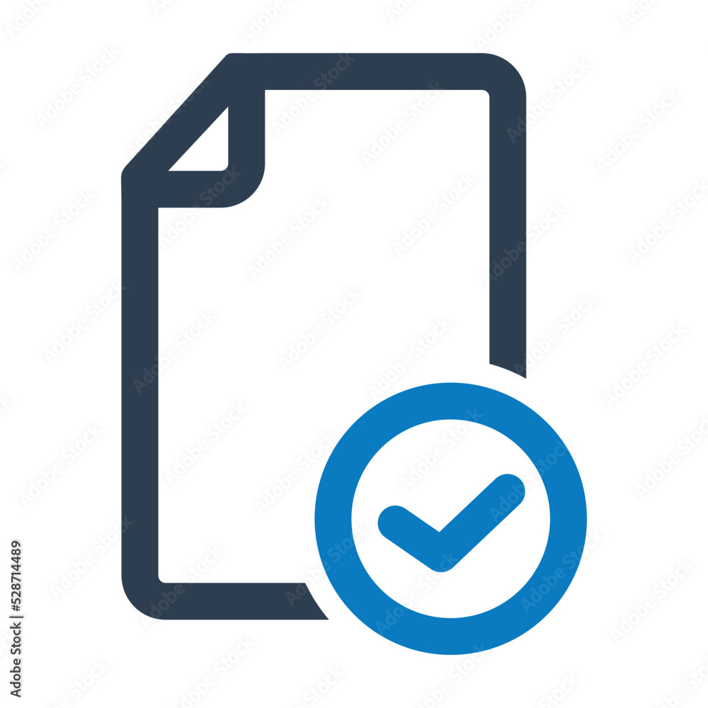 Poster check file approve icon, file document checkmark icon