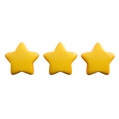 3d three stars icon. Review, feedback, customer rating and satisfaction concept. High quality isolated 3d render