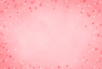 背景素材_水彩テクスチャ_ピンク_星